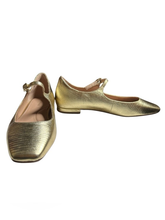 Cole Haan Shoes - Cole Haan Mary Jane Ballet Flats Gold Lizard-Print Leather Square Toe Size 8.5